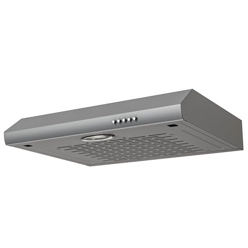 FIREGAS Dunstabzugshaube 60 cm unterbau, 3 Leistungsstufen, Unterbauhaube, mit Knopfdruck-Design, kompatibel mit Kohlenstofffilter-Schaum zur vollständigen Absorption von Öl und Fett, Grau von FIREGAS