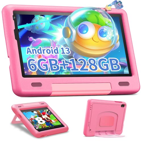 FIRMAST Tablet Kinder Android 13, Tablet 8 Zoll Angebote, 6 GB RAM + 128 GB ROM/TF 1 TB, Octa-Core, Tablet für Kinder mit Kids Software, Kindersteuerung, Bildungssystem, EVA-Hülle, Rosa von FIRMAST