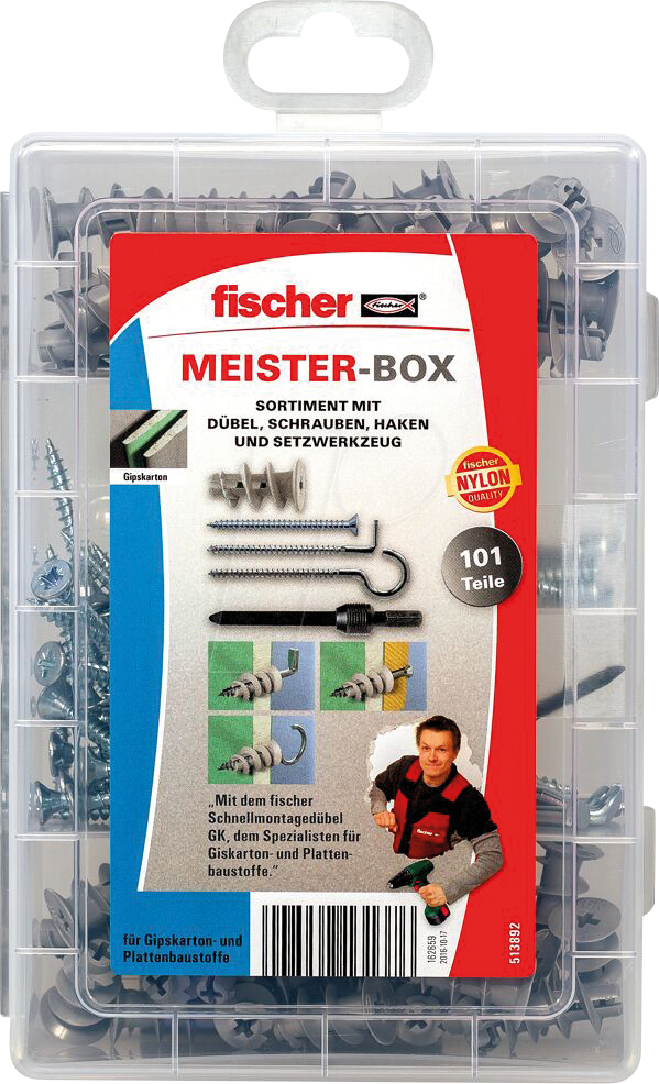 FD 513892 - MeisterBox GK + Schrauben + Haken, 100-teilig von FISCHER BEFESTIGUNGSSYSTEME