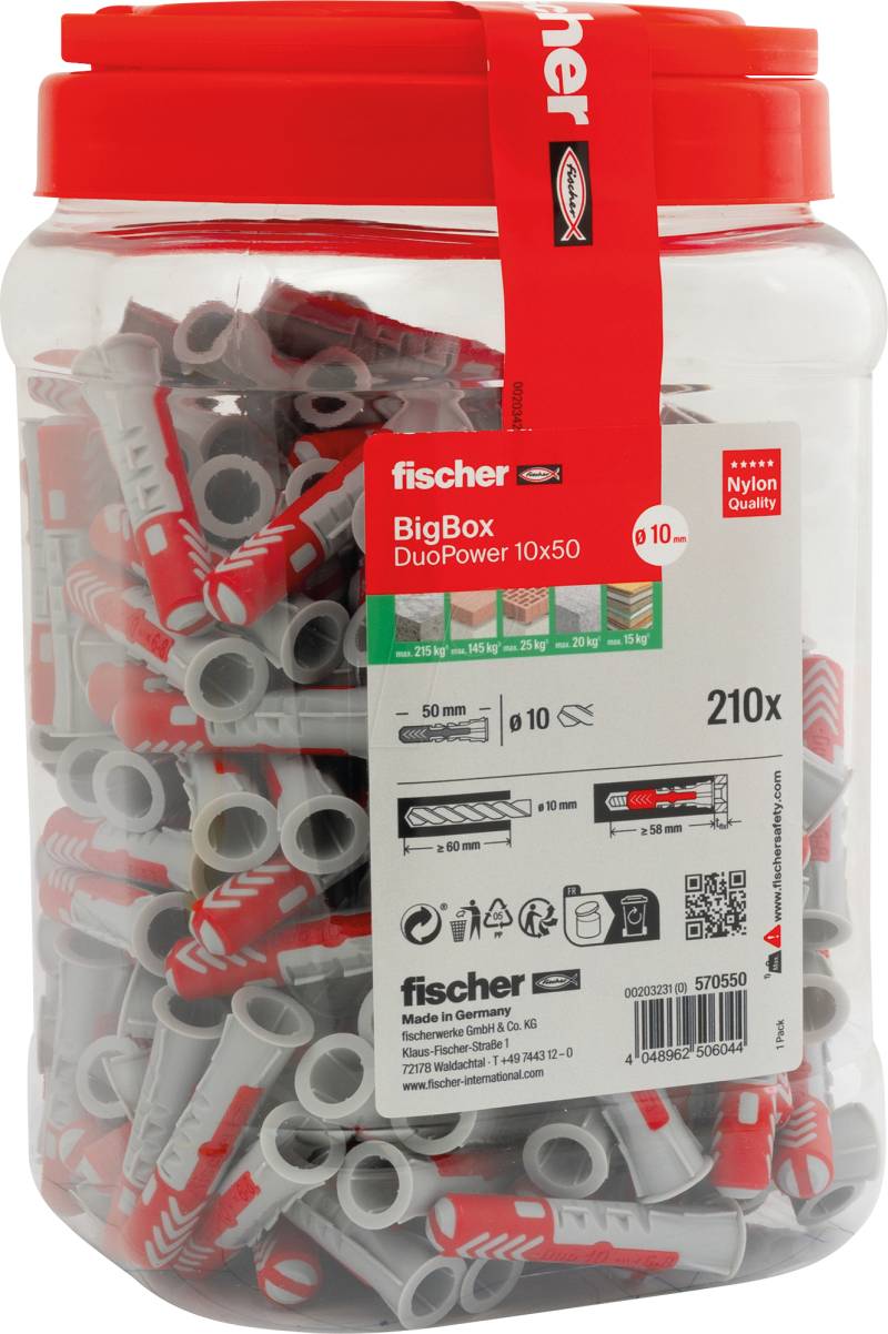 FD 570550 - DuoPower 10x50 BigBox, 210 Stück von FISCHER BEFESTIGUNGSSYSTEME