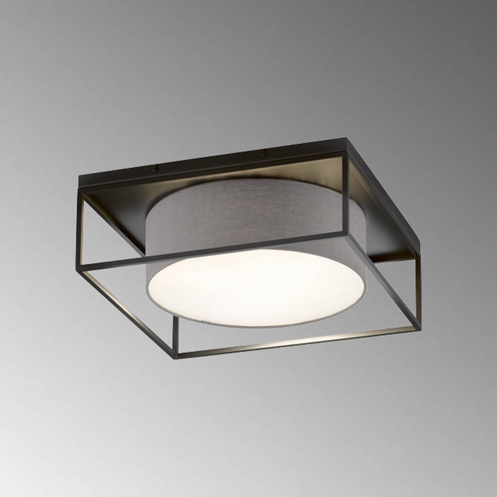 Deckenleuchte Carre 60x60cm Stoffschirm grau Deckenleuchte Carre 60x60cm Stoffschirm grau von FISCHER & HONSEL