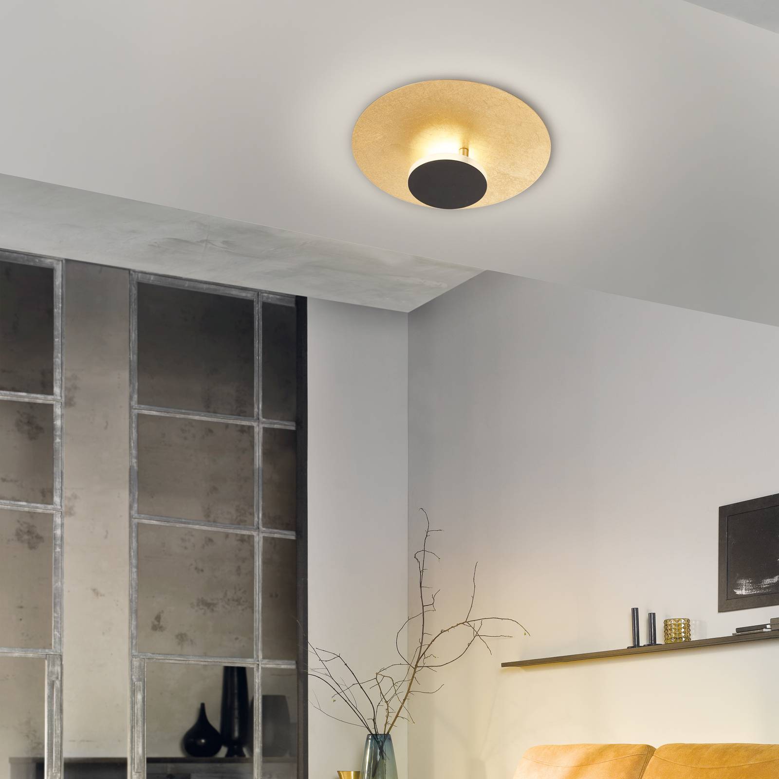 LED-Deckenlampe Planet indirekt Ø30cm gold/schwarz LED-Deckenlampe Planet indirekt Ø30cm gold/schwarz von FISCHER & HONSEL