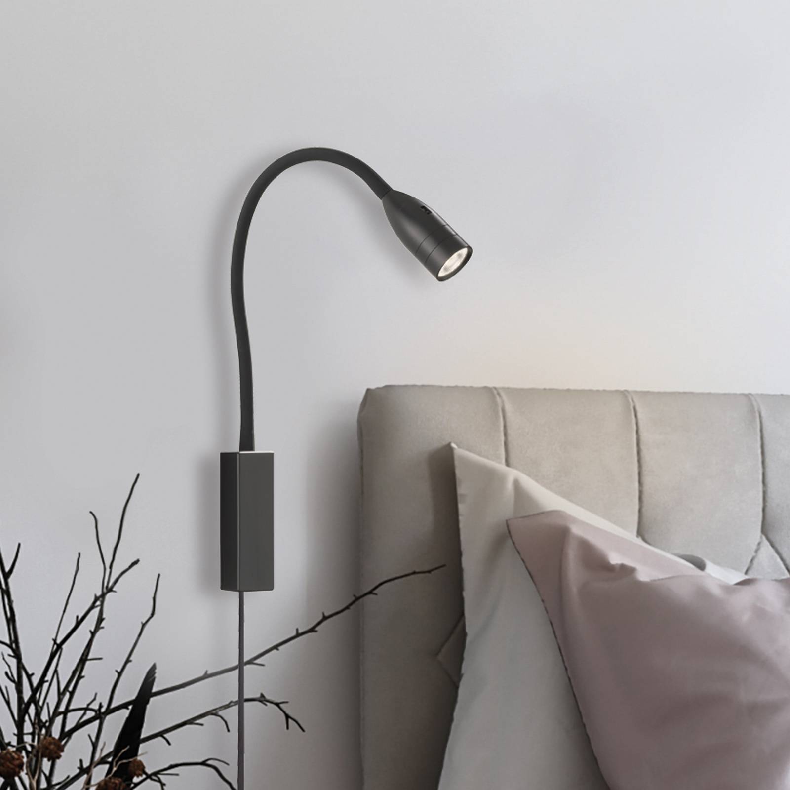 LED-Wandleuchte Sten mit Gestensteuerung, schwarz LED-Wandleuchte Sten mit Gestensteuerung, schwarz von FISCHER & HONSEL