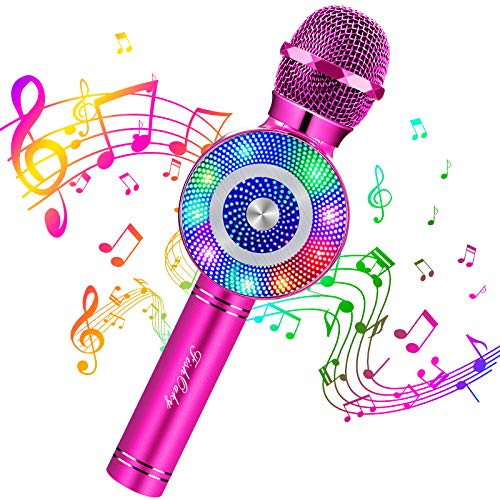 FISHOAKY Karaoke Mikrofon Kinder und Erwachsene, 4 in 1 Bluetooth Mikrofon Karaoke Tragbarer Drahtlose Mikrofon Stereo Player mit Dynamisches Licht, Kompatibel mit Android IOS von FISHOAKY