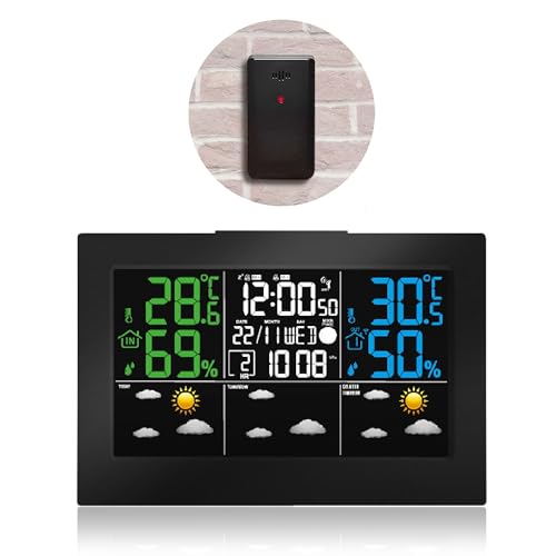 FISHTEC Wetterstation LCD Farben mit kabellosem Außensensor – Wettervorhersage J + 3 – Frostwarnfunktion – Temperatur – Luftfeuchtigkeit – Luftdruck – Stunden – Mondphase FISHTEC Wetterstation LCD Farben mit kabellosem Außensensor – Wettervorhersage J + 3 – Frostwarnfunktion – Temperatur – Luftfeuchtigkeit – Luftdruck – Stunden – Mondphase von Fishtec