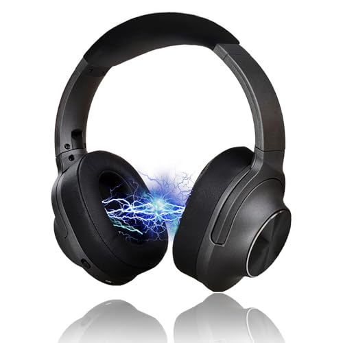 Faltbarer, drahtloser Bluetooth-Kopfhörer 5.0 mit aktiver Geräuschunterdrückung - Einstellbarer, wiederaufladbarer, drahtloser Audio-Kopfhörer - 16 Stunden -Inklusive Aufbewahrungstasche - Schwarz von Fishtec