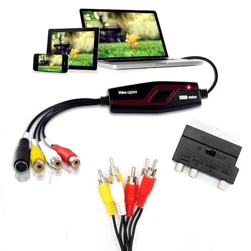 Fishtec Video- und Audio-Adapter – Kabel 1 m Multimedia-Adapter – kompatibel mit Windows und Mac – gestochen scharfe Bilder und Töne – mehrfach: Camcorder, DVD, TV, Kamera, VHS von Fishtec