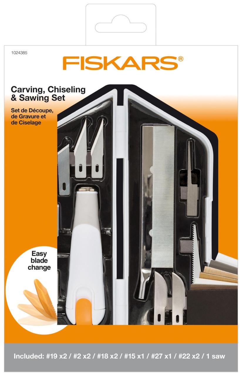 FISKARS® Cuttermesser-Set FISKARS Messer Set 12tlg. 21 cm weiß, orange von FISKARS®