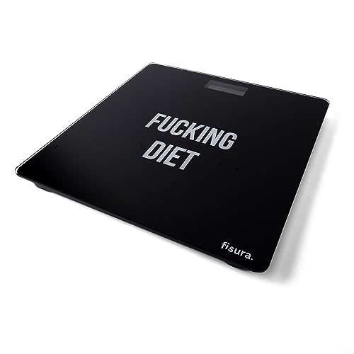 Fisura - Digitale Badezimmerwaage "f*cking diet". Badezimmerwaage aus Glas. Elektronische Personenwaage bis zu 180 kg und 50 g Genauigkeit, Step-On Technologie. 30 x 30 cm Fisura - Digitale Badezimmerwaage "f*cking diet". Badezimmerwaage aus Glas. Elektronische Personenwaage bis zu 180 kg und 50 g Genauigkeit, Step-On Technologie. 30 x 30 cm von FISURA