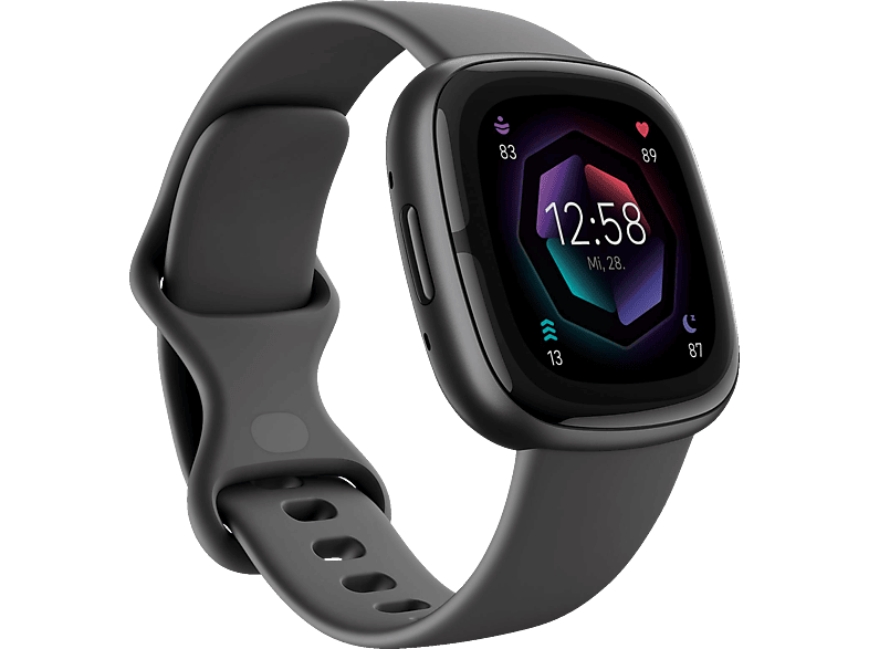 FITBIT Sense 2 Smartwatch Aluminium Elastomer, S/L, Shadow Grey/Graphite von FITBIT