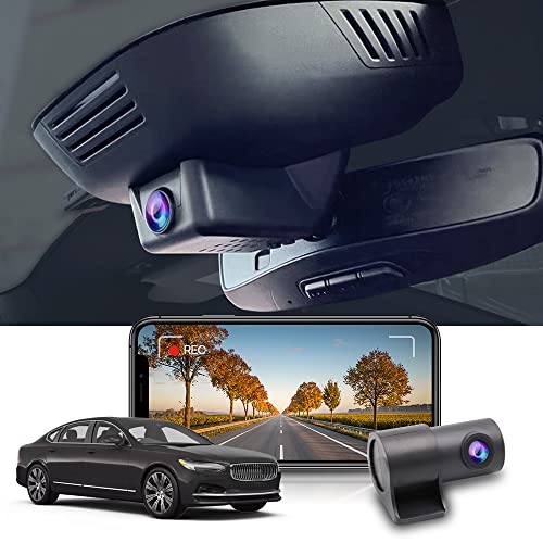 FITCAMX Dashcam Auto Vorne Hinten passend für Volvo XC60 S90 V90 2022 2023 2024 2nd Gen Facelift (Model B), UHD Video 2160P +1080P Dual Dashcam 4K WiFi, G-Sensor, OEM Zubehör, Plug & Play, 128GB Karte von FITCAMX