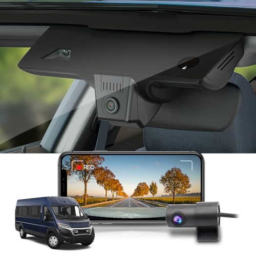 Fitcamx Dash cam Vorne Hinten 2160P +1080P passend für Ram ProMaster 2024 2025 (HD2-D2200), OEM Dash Camera, Dual UHD Video WiFi, G Sensor, Loop-Aufnahme, WDR Dashcam Auto, Plug & Play, 128GB Karte von FITCAMX
