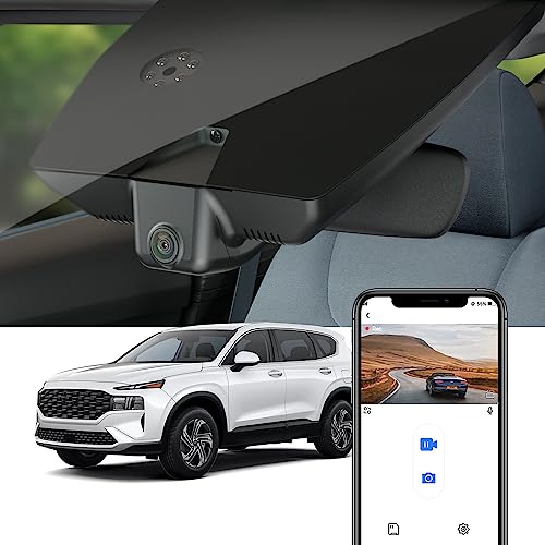 Fitcamx Dashcam 4K Geeignet für Hyundai Santa Fe 2021 2022 2023 (4th Gen), Autokamera 2160P UHD Video WiFi, Loop-Aufnahme, G-Sensor, OEM Hyundai Zubehör, WDR Dashcam mit akku, Plug & Play, 64GB Karte von FITCAMX