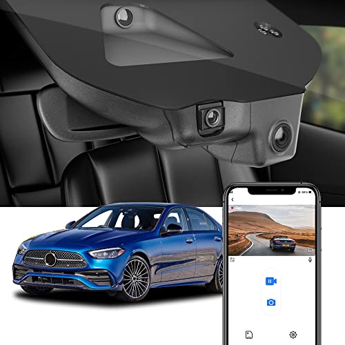 Fitcamx Dashcam 4K Geeignet für Mercedes-Benz C Class 2022-2024 W206 4MATIC (HD2-6635), Integrierte OEM Daschcam Auto UHD 2160P Video WiFi, Loop-Aufnahme, G-Sensor, Night Vision, Plug&Play, 64GB Karte von FITCAMX
