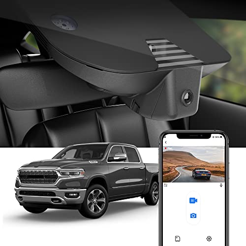 Fitcamx Dashcam 4K Kompatibel mit RAM 1500 2500 3500(Model C) 2019-2024 Rebel Big Horn Laramie Tradesman TRX Classic, OEM Autokamera UHD 2160P Video WiFi, Loop-Aufnahm, G-Sensor, WDR, 64GB-Karte von FITCAMX