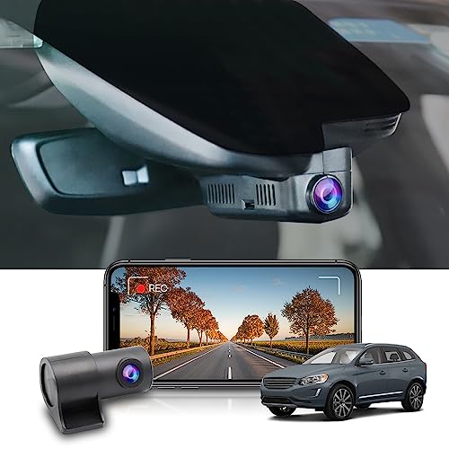 Fitcamx Dashcam 4K Kompatibel mit Volvo XC60 2014 2015 2016 2017 T5 T6 Gen 1 Facelift (Modell B), OEM Dashcam mit Akku UHD 2160P+1080P Video WiFi, G Sensor, Loop-Aufnahm, Plug & Play, 128GB Karte von FITCAMX