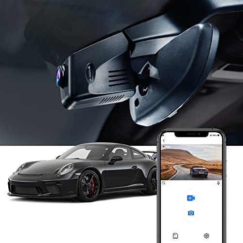 Fitcamx Dashcam 4K Kompatibel mit Porsche 718 Boxster Cayman 911, 911 Turbo (Modell C), OEM Auto Kamera WiFi, UHD 2160P Video, Parkmodus, Nachtsicht, G Sensor, Loop-Aufnahm, WDR, mit 64-GB-Karte von FITCAMX