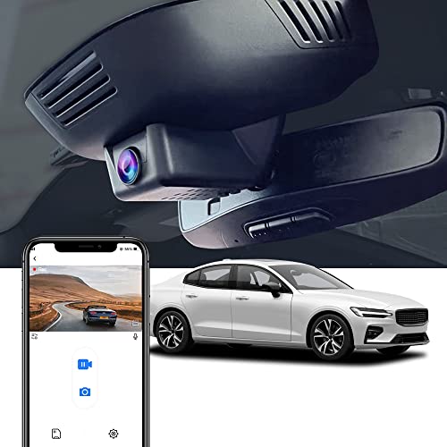 Fitcamx Dashcam 4K geeignet für Volvo 2024 2023 S60 V60 B5 B6 T5 T8 (Model B), OEM Auto Dashcam 2160P UHD Video WiFi, Loop-Aufnahme, G-Sensor, Nachtsicht, WDR Dashcam mit akku, Plug&Play, 64 GB-Karte von FITCAMX