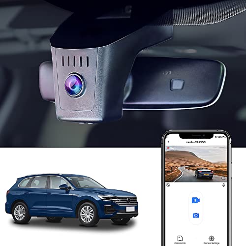 Fitcamx Dashcam 4k Compatible with VW Touareg 2019 2020 2021 2022 2023 2024, OEM Autokamera WiFi UHD 2160P, Parkmonitor, G-Sensor, Loop-Aufnahm, WDR Dash Camera Auto, Plug & Play, mit 64 GB Karte von FITCAMX