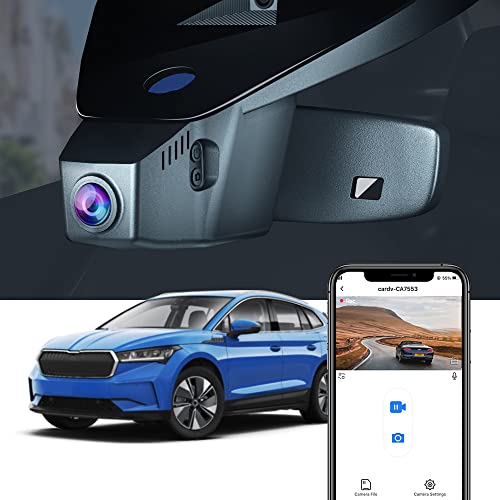 Fitcamx Dashcam 4k Passend für Skoda Enyaq 2020 2021 2022 2023, 4K 2160P Autokamera Video WiFi, G-Sensor, Loop-Aufnahm, Nachtsicht, WDR Dashcam, OEM Skoda Zubehör, Plug&Play, schwarz mit 64GB Karte von FITCAMX