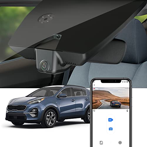 Fitcamx Dashcam Auto Passend für 2017-2022 Kia Sportage 4th Gen, 4K 2160P Dash cam, Autokamera mit G-Sensor, Loop-Aufnahm, WiFi Dashcam mit Nachtsicht, WDR, OEM Kia Zubehör, mit 64GB Karte von FITCAMX