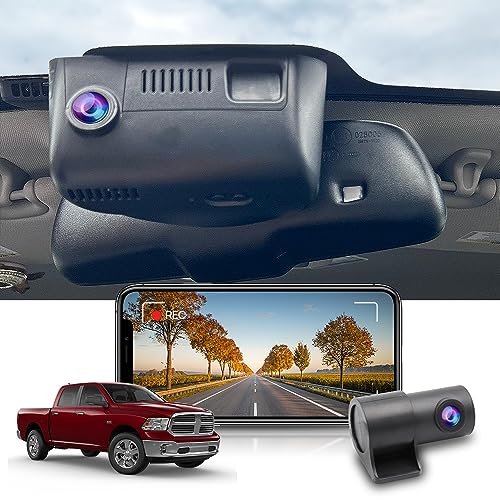 Fitcamx Dashcam Auto Vorne Hinten 2160+1080P Kompatibel mit 2013-2018 RAM 4500 3500 2500 1500 4th Gen (HD2-6091), OEM Dashcam 4K UHD Video WiFi, Loop-Aufnahm, G-Sensor, WDR, Plug & Play, 128GB-Karte von FITCAMX