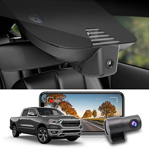 Fitcamx Dashcam Auto Vorne Hinten 2160+1080P Kompatibel mit RAM 1500 (Model B) 2019 2020 2021 2022 2023 Rebel Big Horn Laramie Tradesman TRX Classic, OEM Dashcam 4K UHD WiFi, Loop-Aufnahm, 128GB-Karte von FITCAMX