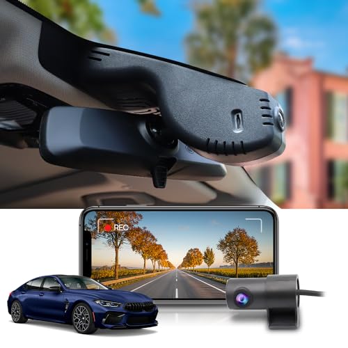 Fitcamx Dashcam Auto Vorne Hinten 2160P+1080P Kompatibel mit BMW 8 Series (G14/G15/G16) M8 (F91/F92/F93) 2019-2024 (HD2-6308), OEM Dashcam 4K UHD Video WiFi, G-Sensor, Loop-Aufnahme, WDR, 128 GB Karte von FITCAMX