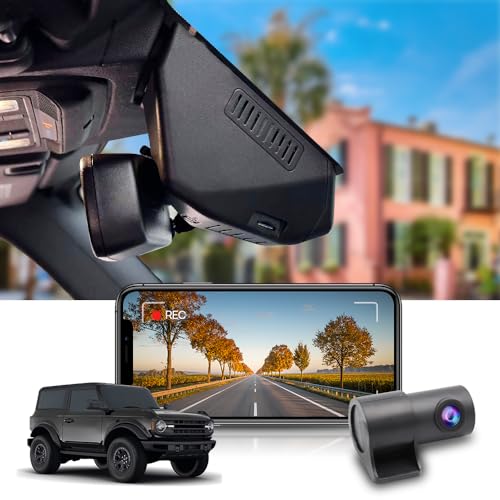 Fitcamx Dashcam Auto Vorne Hinten 2160P+1080P Kompatibel mit Ford Bronco and Bronco Raptor 2021-2024 6th Gen (U725), OEM Dashcam 4K UHD Video WiFi, Loop-Aufnahm, G-Sensor, WDR, Plug&Play, 128GB Karte von FITCAMX