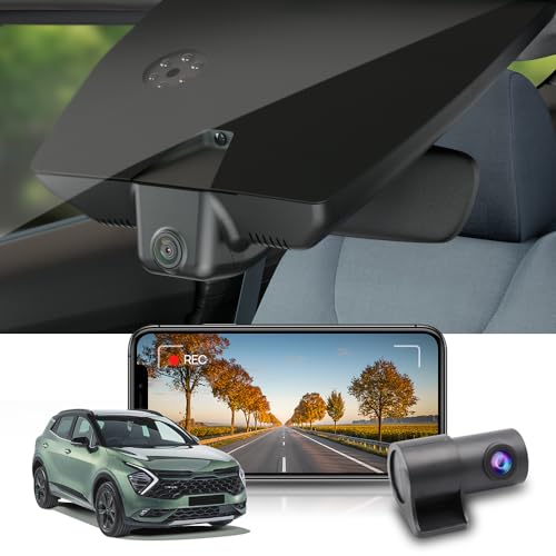 Fitcamx Dashcam Auto Vorne Hinten 2160P+1080P Kompatibel mit Kia Sportage 2022 2023 (5th Gen), OEM Dashcam 4K UHD Video WiFi, Loop-Aufnahm, G-Sensor, WDR Auto Dashcam, Plug & Play, 128GB-Karte von FITCAMX