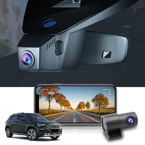 Fitcamx Dashcam Auto Vorne Hinten 2160P+1080P Kompatibel mit Seat Ateca 2018 2019 2020 2021 2022 2023 (HD2-6113), OEM Dashcam 4K UHD Video WiFi, Loop-Aufnahm, G-Sensor, WDR, Plug & Play, 128GB Karte von FITCAMX