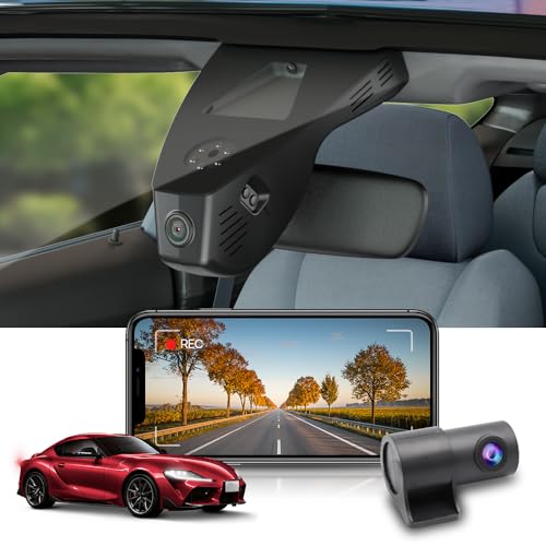 Fitcamx Dashcam Auto Vorne Hinten 2160P+1080P Kompatibel mit Toyota GR Supra 2020 2021 2022 2023 2024, OEM Dashcam 4K Video WiFi, Loop-Aufnahm, G-Sensor, WDR Dasch-cam Auto, Plug & Play, 128 GB Karte von FITCAMX