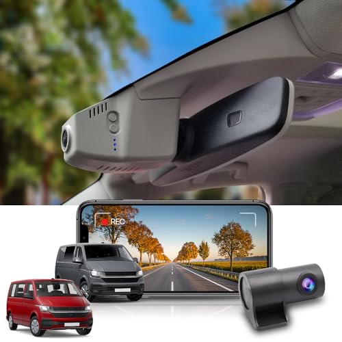 Fitcamx Dashcam Auto Vorne Hinten 2160P+1080P Kompatibel mit VW Transporter Multivan California Caravelle T6 T6.1 2015-2023 (HD2-8548), OEM Dashcam 4K Video WiFi, Loop-Aufnahm, G-Sensor, 128GB Karte von FITCAMX