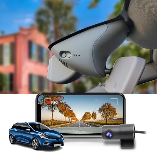 Fitcamx Dashcam Auto Vorne Hinten 2160P+1080P passend für Renault Clio 4, Mégane3, Twingo, Laguna3 (HD2-6074) Schwarz, OEM, Dashcam 4K Video WiFi, G-Sensor, Loop Aufnahme, WDR Auto Kamera, 128GB Karte von FITCAMX