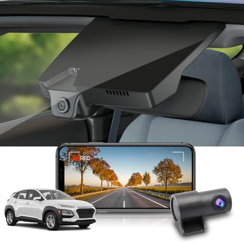 Fitcamx Dashcam Auto Vorne Hinten Geeignet für 2018 2019 2020 2021 Hyundai Kona and Kona Electric (HD2-J9000), OEM Dashcam 4K 2160P+1080P UHD Video WiFi, Loop-Aufnahme, G-Sensor, WDR, 128GB Karte von FITCAMX