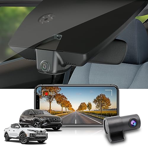 Fitcamx Dashcam Auto Vorne Hinten Geeignet für Hyundai Santa Cruz & Tucson 2022-2024, OEM Dashcam 4K 2160P+1080P UHD Video WiFi, Loop-Aufnahme, G-Sensor, WDR Auto Camera, Plug & Play, 128GB Karte von FITCAMX