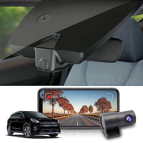 Fitcamx Dashcam Auto Vorne Hinten Geeignet für Kia NIRO and NIRO EV 2017 2018 2019 2020 2021 2022, OEM Dashcam 2K 1440P+1080P HD Video WiFi, Loop-Aufnahme, G-Sensor, WDR, Plug & Play, 64GB Karte von FITCAMX