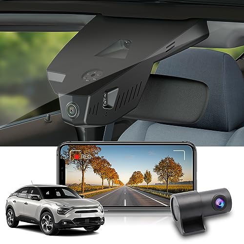 Fitcamx Dashcam Auto Vorne Hinten Kompatibel mit Citroen C4 and e-C4 MK III Generation 2021-2023, OEM Dashcam 4K UHD 2160P+1080P WiFi, G-Sensor, Loop-Aufnahm, WDR Dash Cam, Plug&Play, 128 GB Karte von FITCAMX