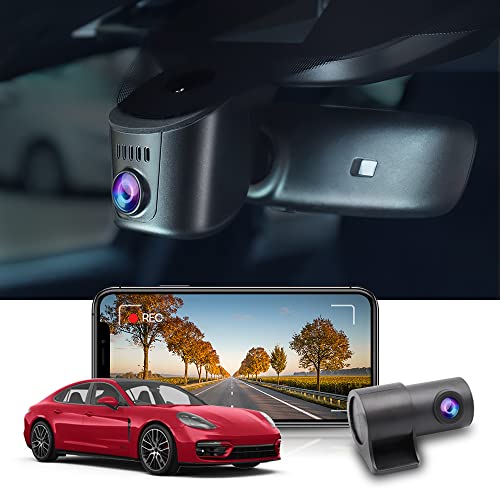 Fitcamx Dashcam Auto Vorne Hinten Kompatibel mit Porsche 911 (992) Cayenne (9YA 9Y0 9Y3) Panamera (971) Taycan(Modell A), OEM Dashcam 4K 2160P+1080P WiFi UHD Video, Parkmonitor, G Sensor, 128-GB-Karte von FITCAMX