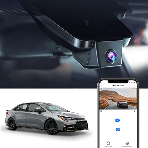 Fitcamx Dashcam Kompatibel mit Toyota Corolla L LE SE XLE XSE SE Nightshade Sedan 4D Hybrid Touring Sports 12th Gen (E210)2019-2022, 4K Video WiFi OEM Autokamera, Nachtsicht, G-Sensor, mit 64-GB-Karte von FITCAMX