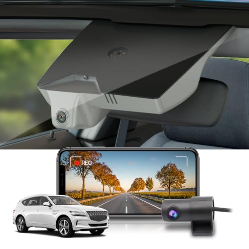 Fitcamx Dashcam Vorne Hinten 2160P+1080P Kompatibel mit Genesis GV80 2021-2025 2.5T RWD 3.5T AWD Advanced (T6010/T6500) Braun, OEM Dashcam 4K UHD Video WiFi, G-Sensor, Loop-Aufnahm, WDR, 128 GB Karte von FITCAMX
