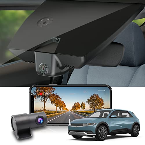 Fitcamx Dashcam Vorne Hinten 2160P+1080P Kompatibel mit Hyundai IONIQ 5 2022 2023 2024 SEL Limited (with Auto Dimming), OEM Dashcam 4K Video WiFi, Loop-Aufnahm, G-Sensor, WDR Autokamera, 128GB-Karte von FITCAMX
