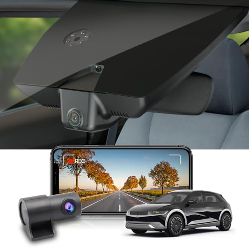 Fitcamx Dashcam Vorne Hinten 2160P+1080P Kompatibel mit Hyundai IONIQ 5 2022 2023 2024 SEL Limited (with Digital Rear View Mirror), OEM Dashcam 4K Video WiFi, Loop-Aufnahm, G-Sensor, WDR, 128GB-Karte von FITCAMX