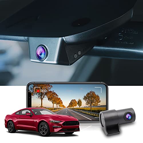 Fitcamx Dashcam Vorne Hinten kompatibel mit Ford Mustang 2022 2021 2020 2019 GT Ecoboost Premium Mach 1 Shelby GT500 GT350 Bullitt, OEM Dash Cam 2K WiFi, HD 1440P+1080P Video, G-Sensor, 64-GB-Karte von FITCAMX