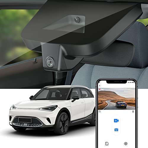 Fitcamx Dashcam Vorne Hinten kompatibel mit Mercedes-Benz Smart #1 2022 2023, integrierter OEM Dashcam 4K, UHD 2160P+1080P Video WiFi, Nachtsicht, G-Sensor, Loop-Aufnahm, WDR Autokamera, 128 GB-Karte von FITCAMX