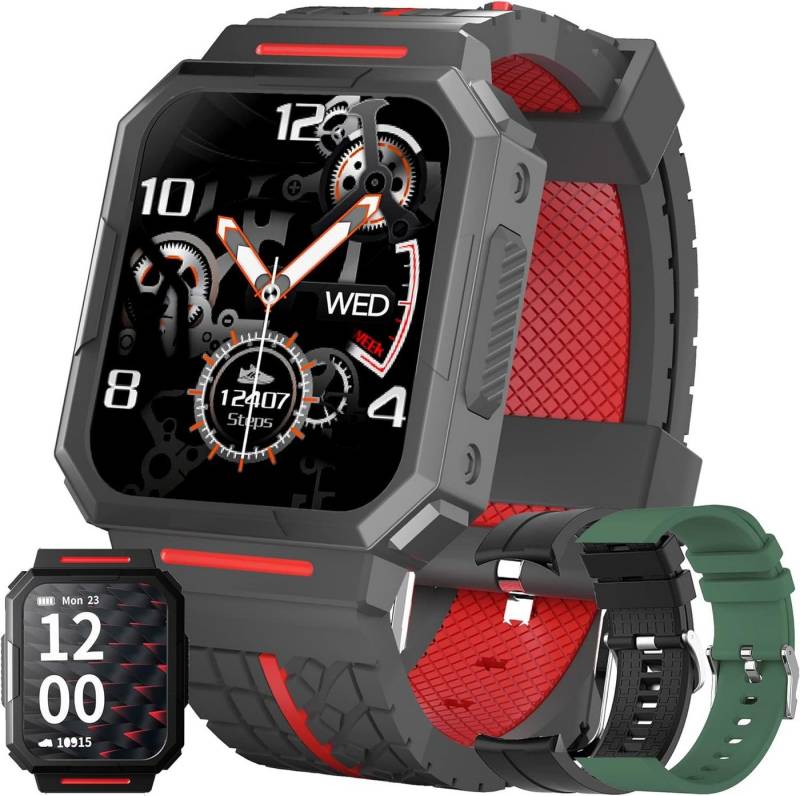 FITCXJX Herren,Touchscreen IP69K Wasserdicht Sport Smartwatch (1,69 Zoll, Android iOS), mit Blutdruckmessung SchrittzählerPulsmesserSchlafmonitor 22 Sportmodi von FITCXJX