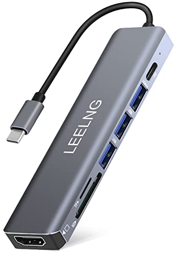 USB C Hub für MacBook, 7 in 1 MAC Adapter USB C USB mit HDMI, SD/TF-Kartenleser, Dockingstation USB C für Computer/MacBook Pro Air/iPad/Surface/Samsung/Steam Deck/RogAlly/Type C von FITLONG