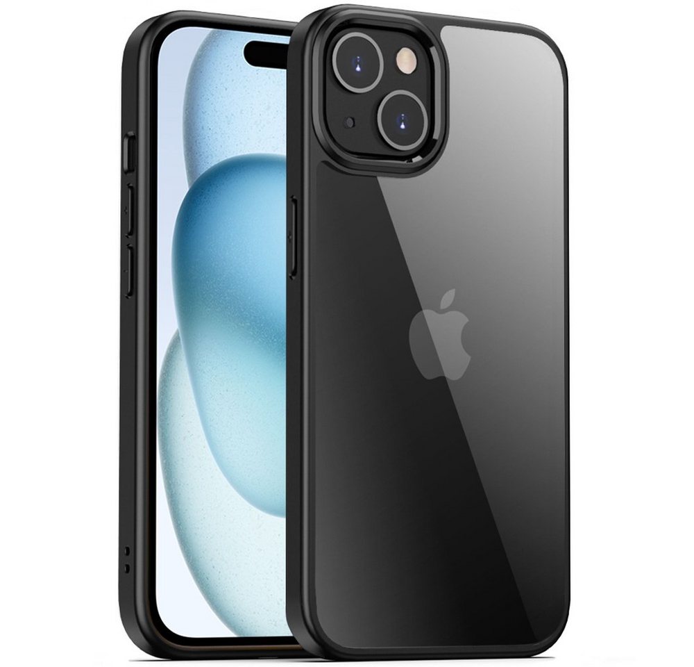 FITSU Handyhülle Case für iPhone 15 Plus Hülle Transparent 6,7 Zoll, Durchsichtige Handyhülle mit schwarzen Rahmen, Case mit Eckenschutz von FITSU