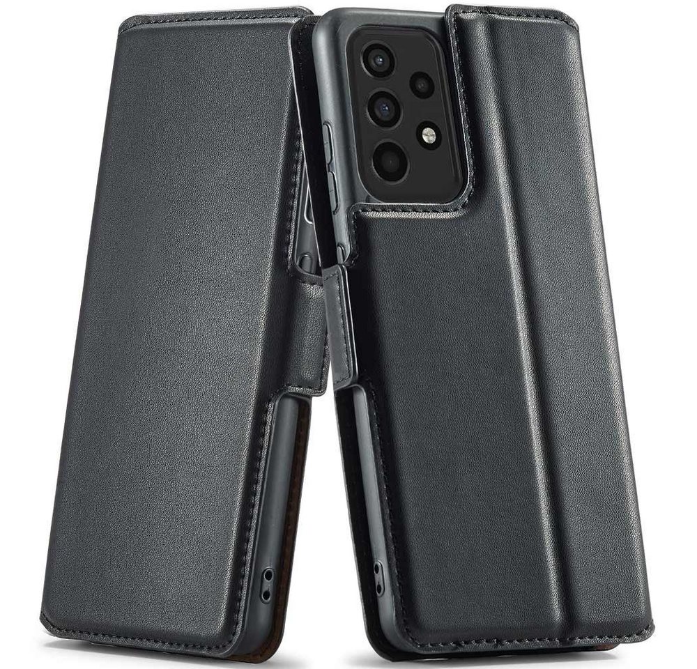 FITSU Handyhülle Flipcase für Samsung Galaxy A73 Handytasche Schwarz, Schlanke Handyhülle mit Geld- bzw. Kartenfach und Standfunktion von FITSU