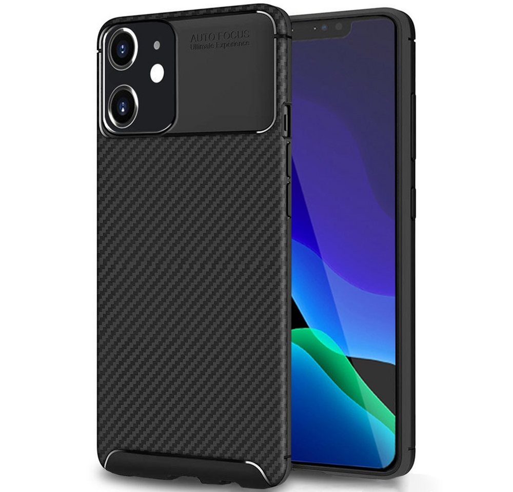 FITSU Handyhülle Handyhülle für iPhone 11 Case im Carbon Design Schwarz, Handyhülle mit Carbon Optik, stabile Schutzhülle, Case mit Eckenschutz von FITSU